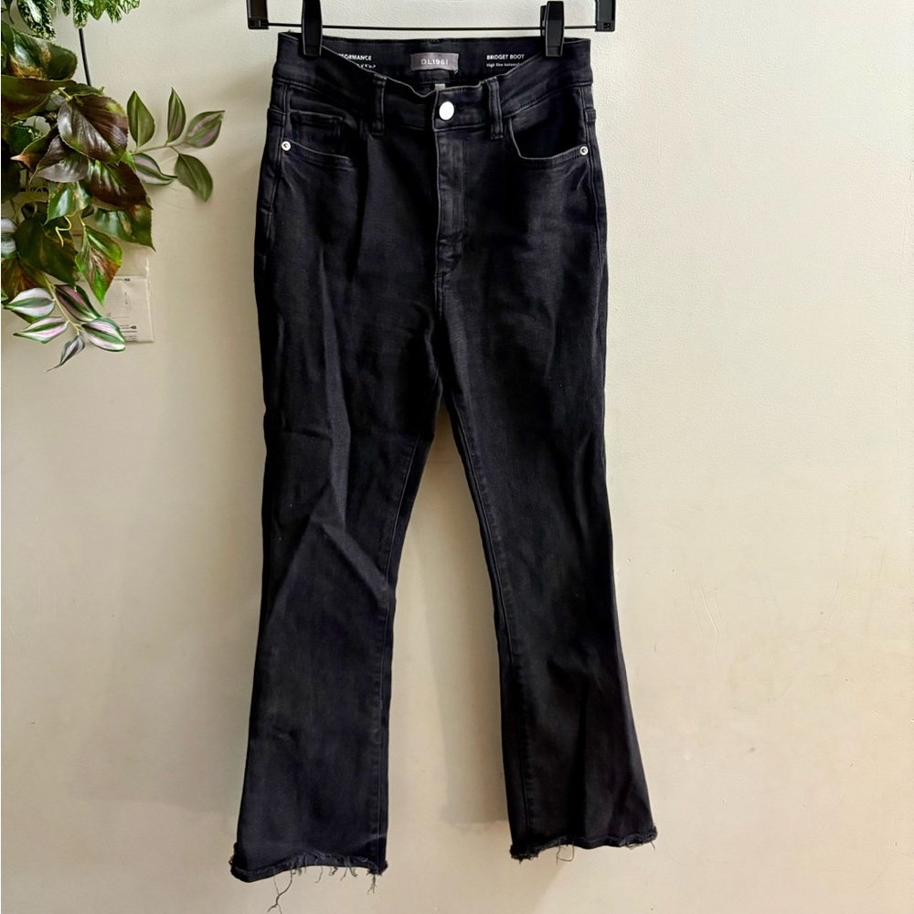 DL1961 HIGH RISE INSTASCULPT BRIDGET BOOT CUT CROP ECLIPSE RAW SZ 25